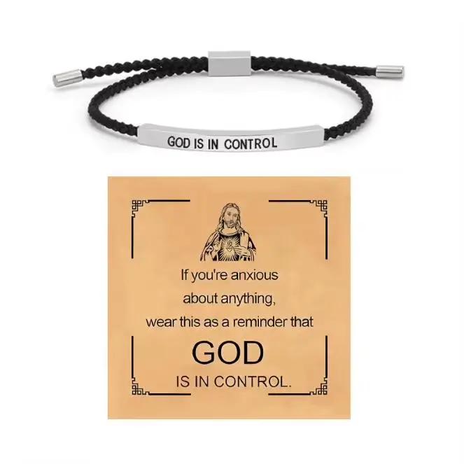 Inspire des bracelets en acier inoxydable « Dieu est dans le contrôle », Pulsera de contrôle Dios Ti