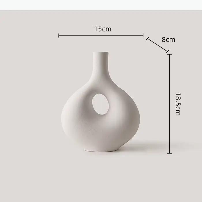 Vase en céramique blanche, vase à fleurs géométrique ajouré, accessoires pour arrangements floraux, 