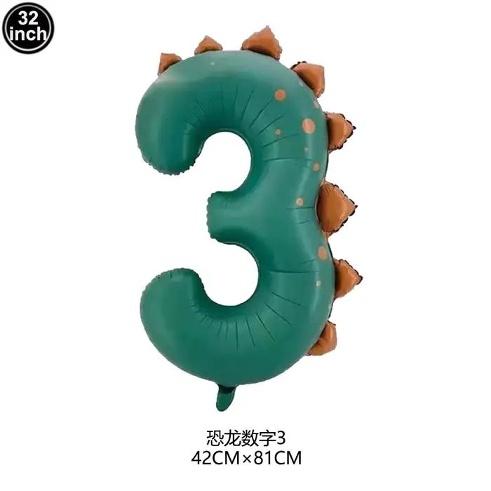 Kit de fournitures pour fête d'anniversaire de dinosaure de 3 ans, ballons en aluminium Dino, assiet