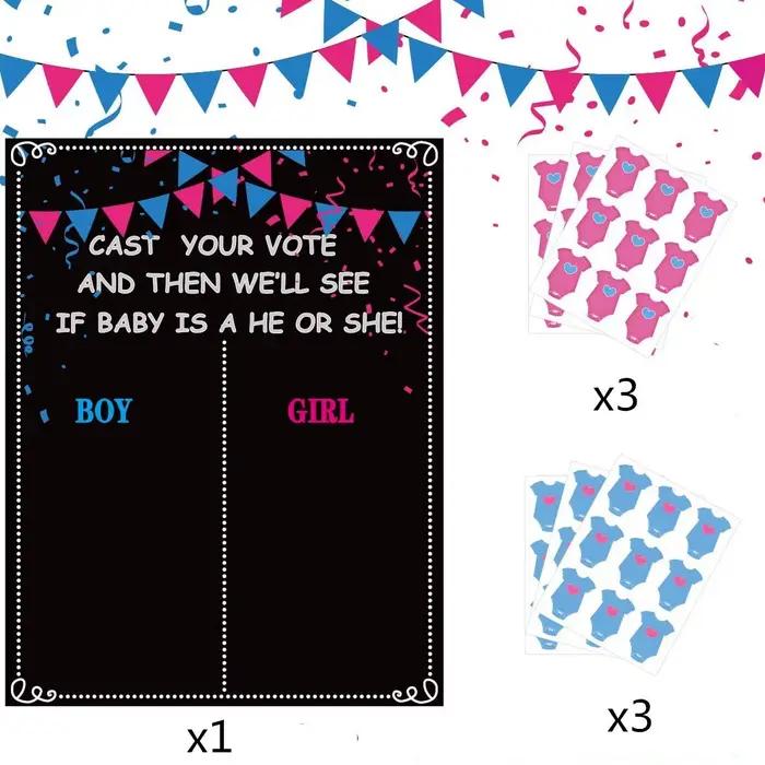 Tableau de vote pour révélation du sexe du bébé (garçon ou fille) avec autocollants, affiche de vote