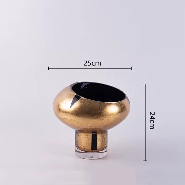 Vase en verre doré, vase à fleurs cylindrique géométrique en feuille d'or, terrarium, arrangement fl
