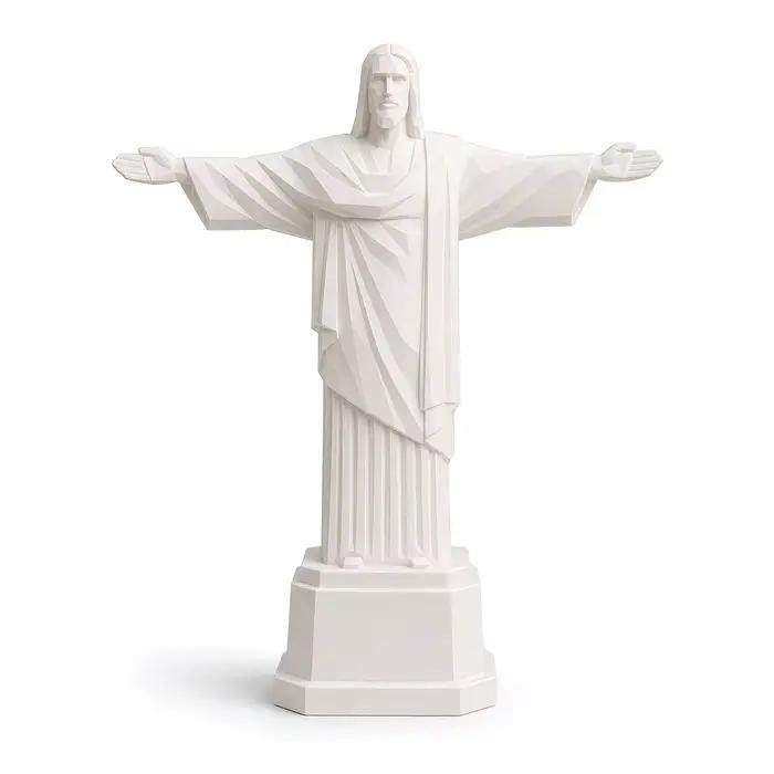 Nouvelle Statue de Christ Rédempteur Imprimée en 3D, Sculpture de Jésus en Résine Blanche, Ornement 