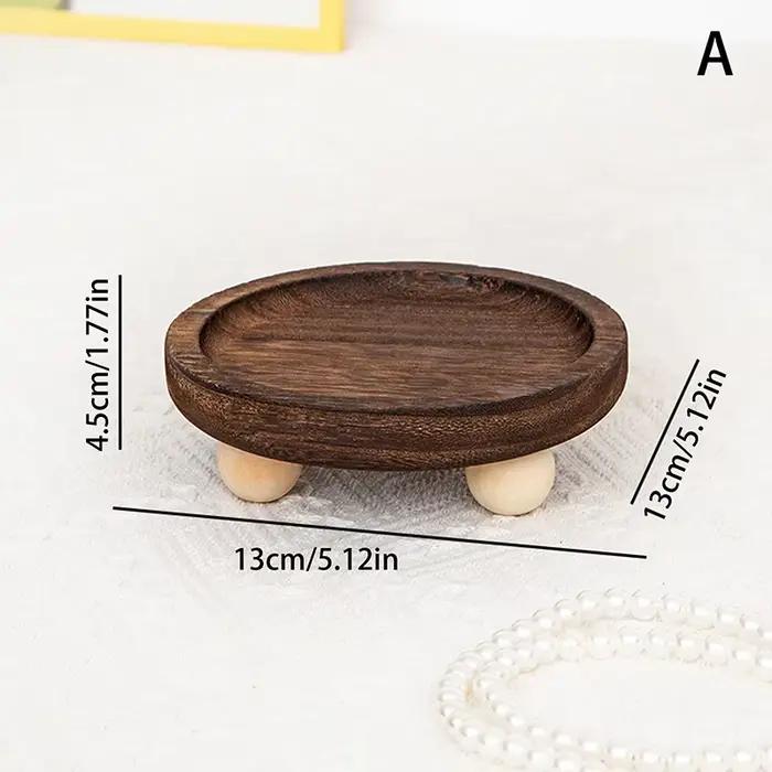 Plateau décoratif en bois, plateau surélevé en bois, plateau décoratif multifonctionnel rond et oval