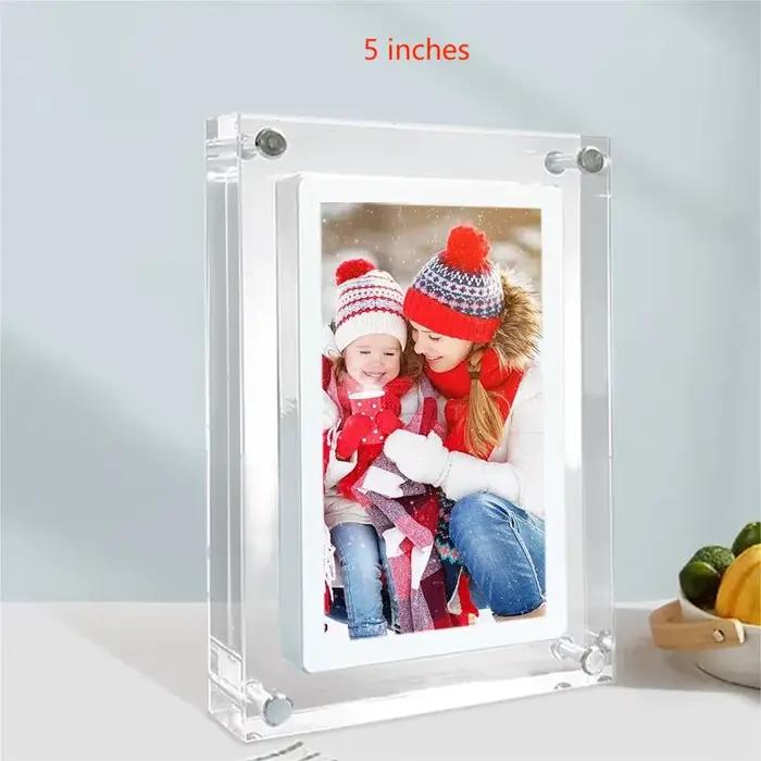 Cadre photo numérique en acrylique 5/7 pouces 1000 mAh avec rotation automatique, écran IPS, mémoire