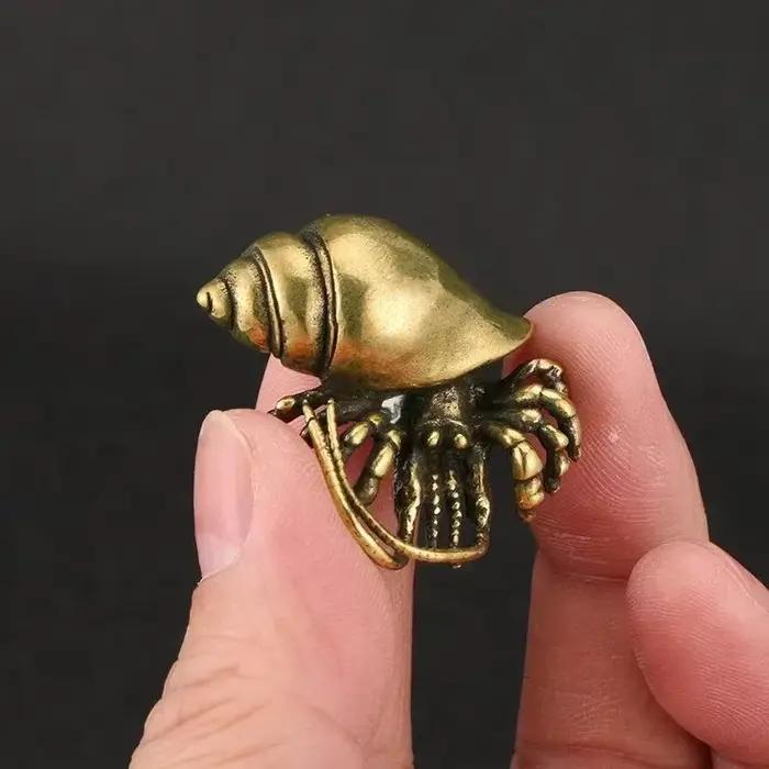 Figurines de crabe ermite en laiton Vintage, Statues d'animaux de mer, ornements de bureau, décorati