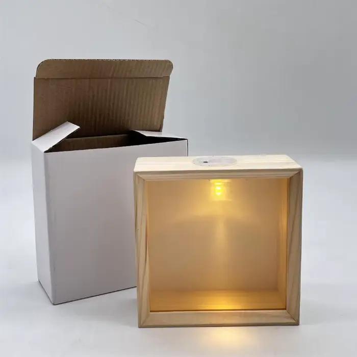 Cadre lumineux LED double face 3D en bois, boîte à ombre, vitrine d'affichage, cadre photo transpare