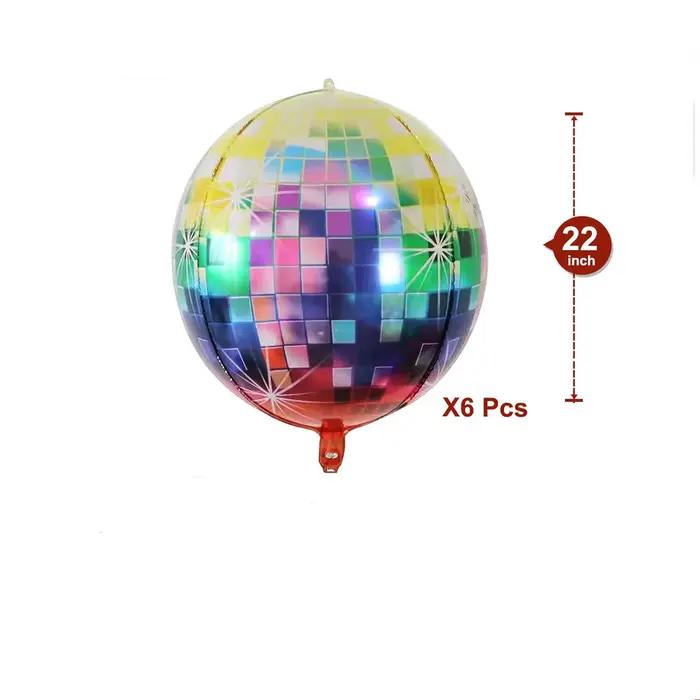 Ballons en aluminium colorés disco de 22 pouces, 6 pièces, ballons décoratifs rétro pour fête et sal