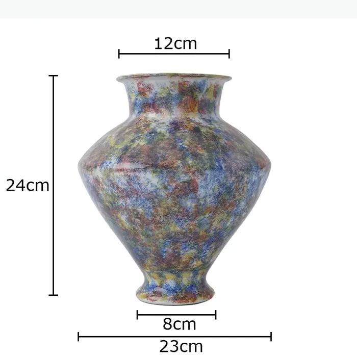 Vase en céramique peint à la main, décoration de table, fleurs artificielles, arrangement de fleurs 
