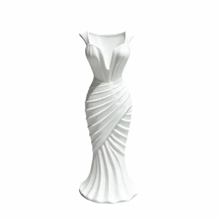 Vases à fleurs imprimés en 3D en forme de robe, design torsadé, style minimaliste, vase élégant en f