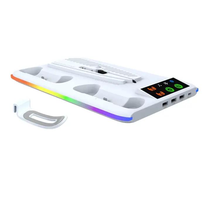 Support de refroidissement pour PS5/Slim/Pro, avec Station de charge de contrôleur LED, ventilateur 