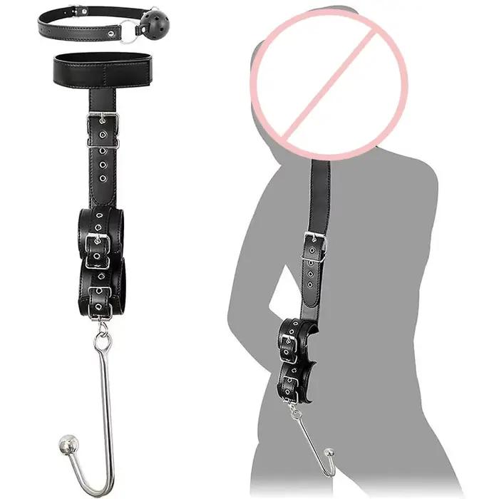 Kit de bondage BDSM, harnais de retenue réglable, menottes, crochet métallique, accessoires pour jeu