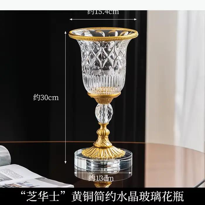 Vase en verre cristal et laiton, ornement hydroponique, vase de bureau, récipient pour fleurs, arran
