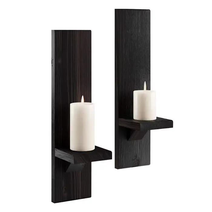 Bougeoirs muraux en bois vintage, ci-après, chandelier, décoration murale, pièce maîtresse moderne, 