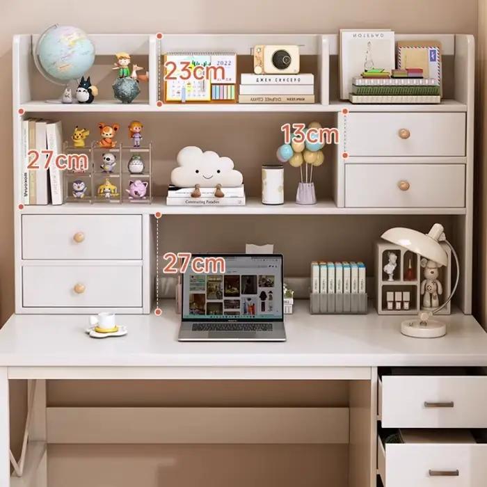 Bureau moderne en bois avec tiroirs et composants fonctionnels pour bureau à domicile et espaces de travail professionnels