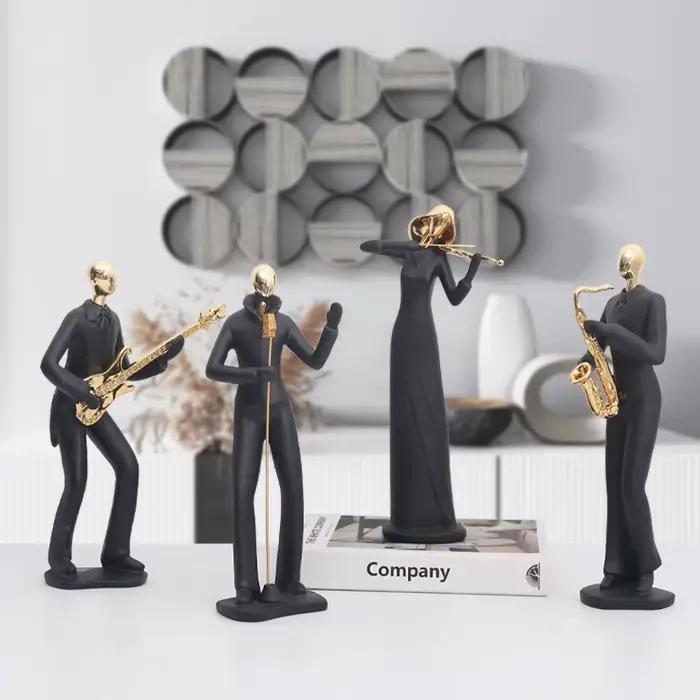 Sculpture en résine de danseuse de musique abstraite scandinave - Figurine de ballet moderne pour bibliothèque, décoration de bureau minimaliste et amateur d'art