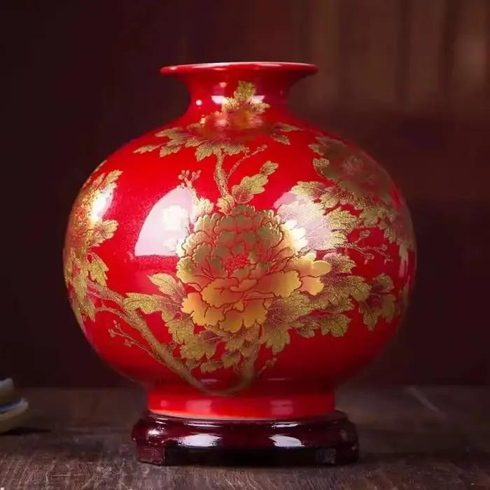 Nouveau Style chinois Vase Jingdezhen jaune cristal glaçure fleur