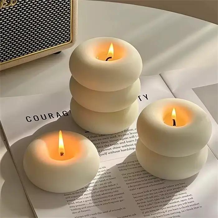 Bougie en forme de beignets, bougies en soja, décoration pour la maison et la chambre, bougies parfumées, cadeaux romantiques, décoration pour mariage et fête