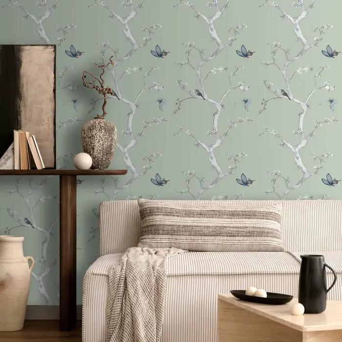 Papier peint adhésif Floral Chic arbre oiseau papillon de Style Oriental