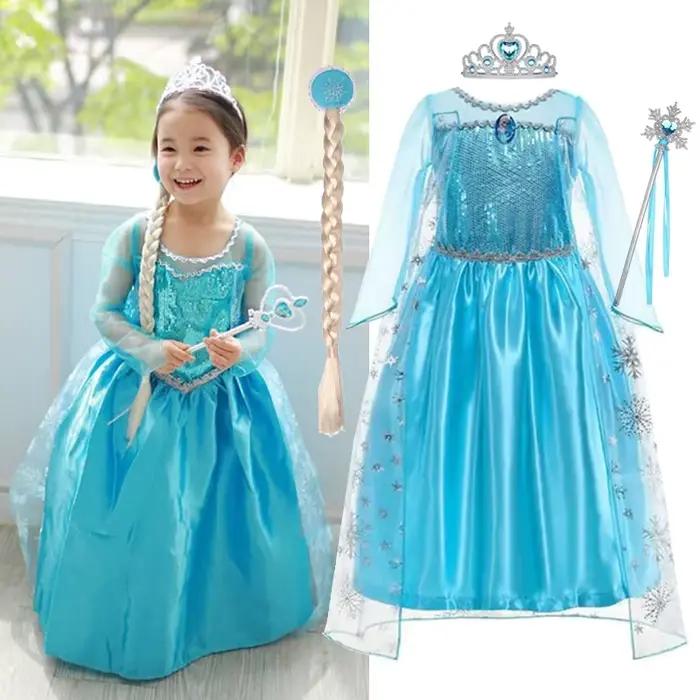 Robe Elsa pour filles, tenue de princesse reine des neiges, pour anniversaire, Halloween, carnaval, fête de pâques, Costume pour filles
