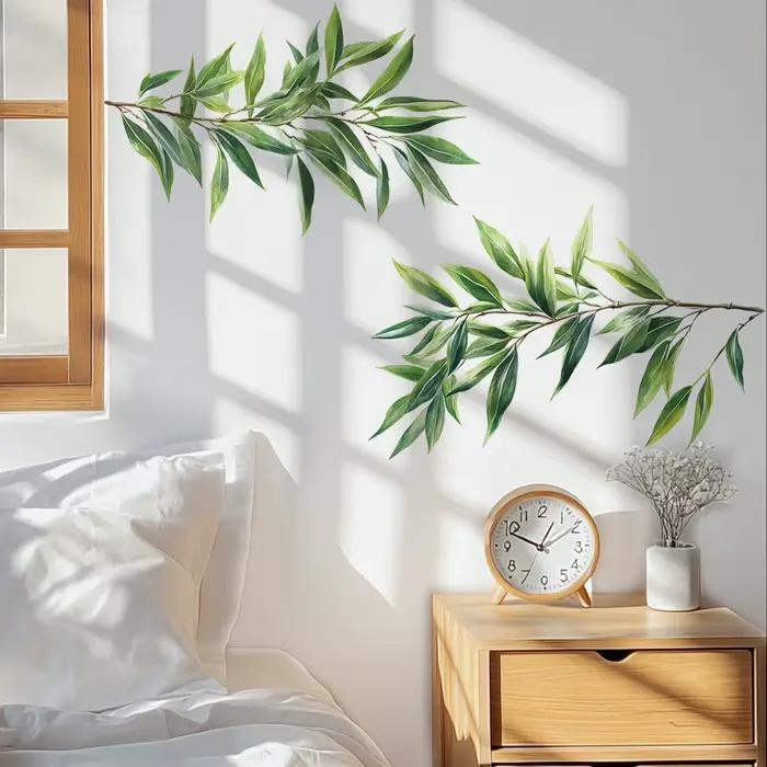 Feuilles vertes bambou Stickers muraux pour salon chambre PVC