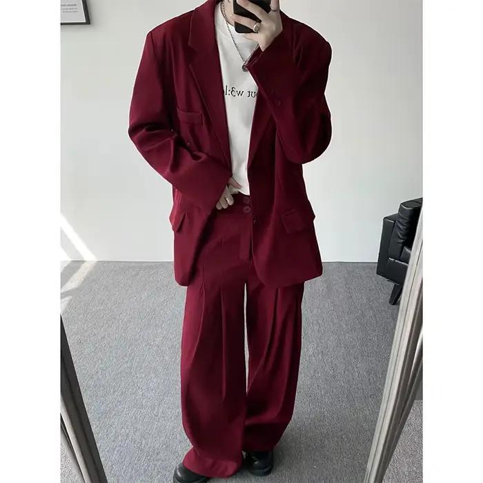 Ensemble de costume décontracté pour hommes, terno masculino de luxo, coupe ample, 2 pièces, épaulettes, tendance, Streetwear, nouveau pantalon jacker, 2025