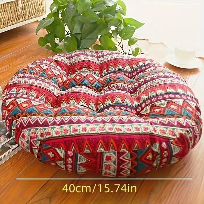 Coussin de Siège Circulaire en Tissu Ethnique