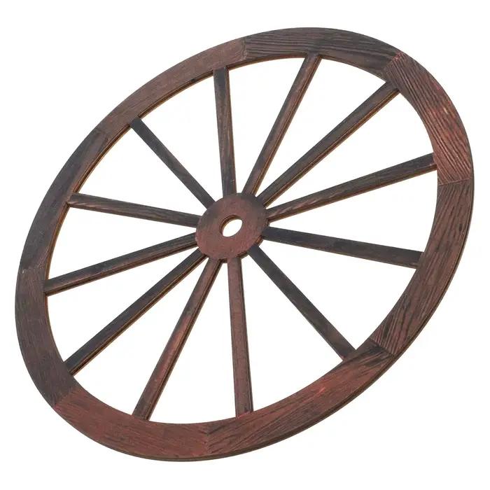 Décoration murale en bois, chariot vintage rustique, roue de chariot, décoration murale pour jardin, bureau, salon, décoration suspendue