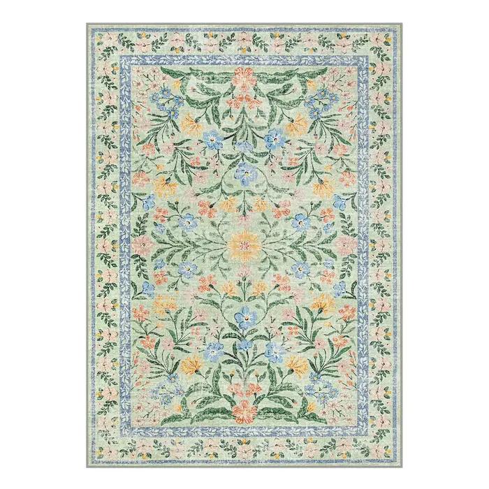 Tapis vert floral moderne de style parisien pour salon
