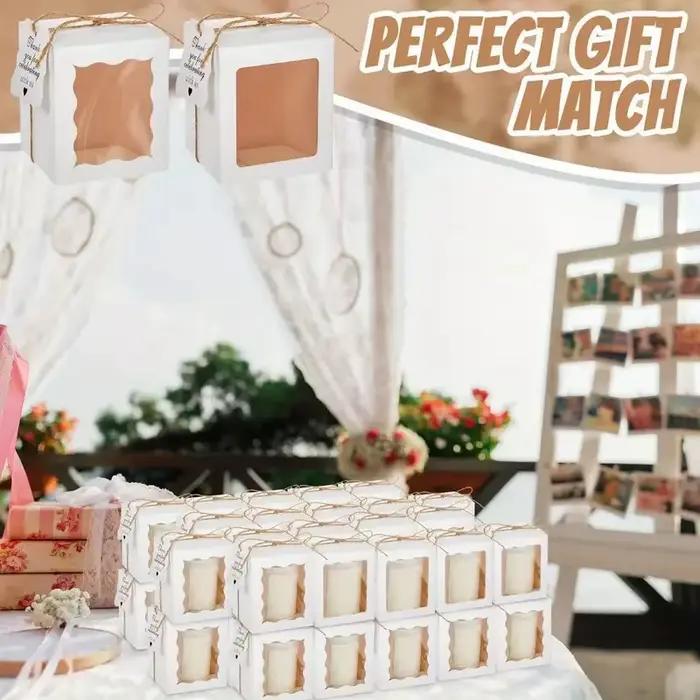 Boîte cadeau de bougie pour fêtes d'anniversaire mariage et autres occasions spéciales carton blanc kaki multi 8x11cm 9x12cm pliable et personnalisable