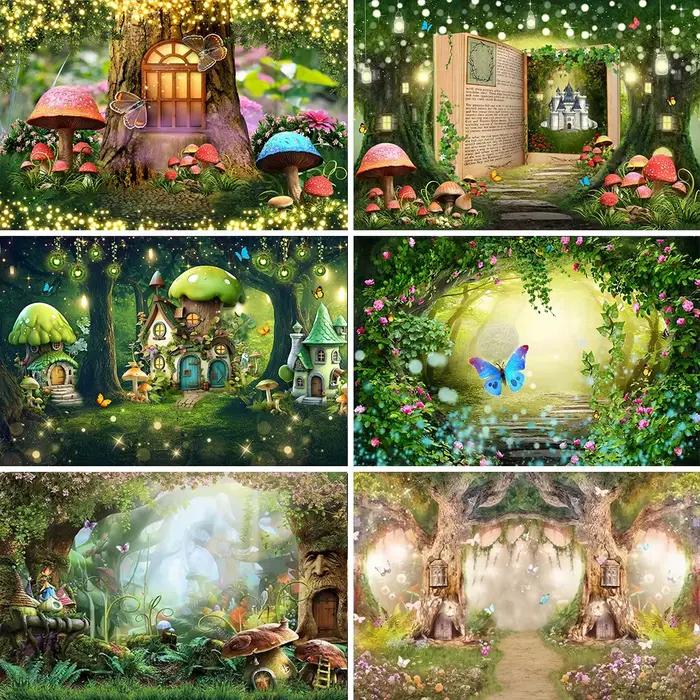 Arrière-plan de photographie de forêt de conte de fées de rêve