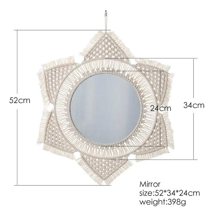 Grands miroirs muraux ronds en macramé