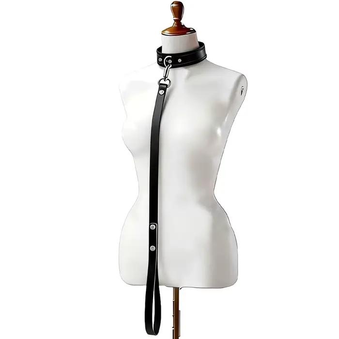 Accessoires exotiques de bondage BDSM, collier en cuir avec laisse, ceinture, collier ras du cou, accessoires pour animaux de compagnie, réglable, noir