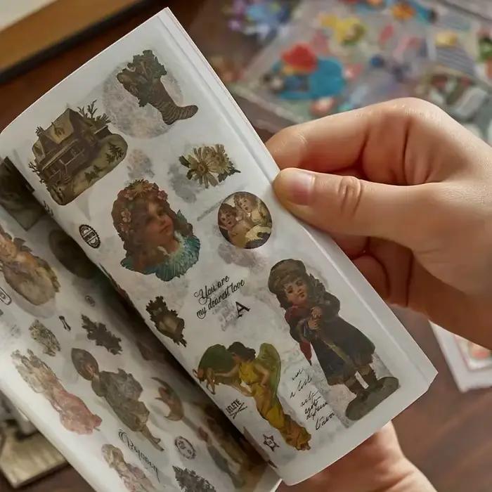 Livre d'autocollants de 20 feuilles, matériel de décoration rétro pour Journal indésirable, fournitures de fond décoratif pour Album d'art, DIY bricolage