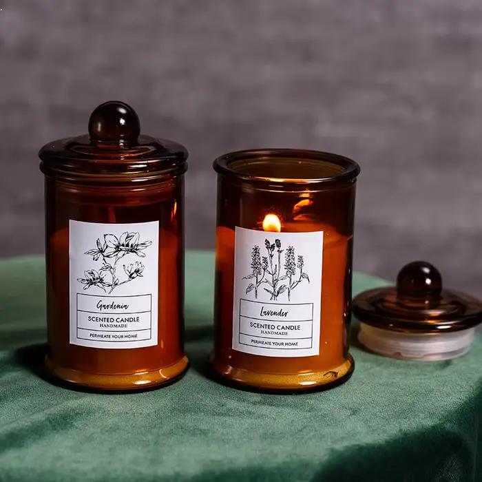 Pot en verre Vintage, bougie parfumée, huiles essentielles, cire de soja, salle d'aromathérapie, décoration de la maison, cadeau d'anniversaire et de noël, accessoires Photo