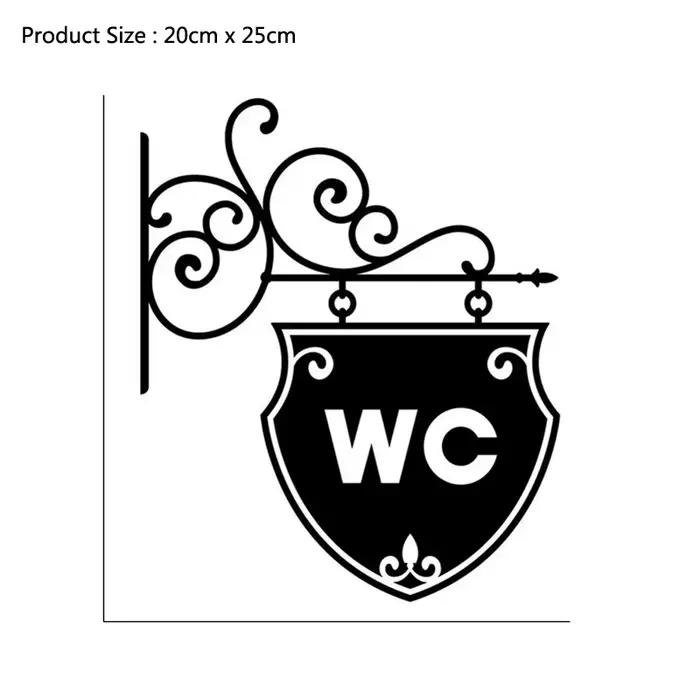 Autocollant mural vintage pour porte de toilettes WC, décoration de plaque de porte, autocollants imperméables, signalisation WC, décoration intérieure, autocollant auto-adhésif