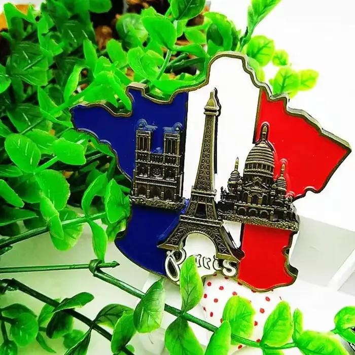 Autocollant de réfrigérateur Carte de France, Souvenir Touristique Européen, Aimants 3D en Résine pour Réfrigérateur, Souvenirs de Paris, Décorations pour la Maison
