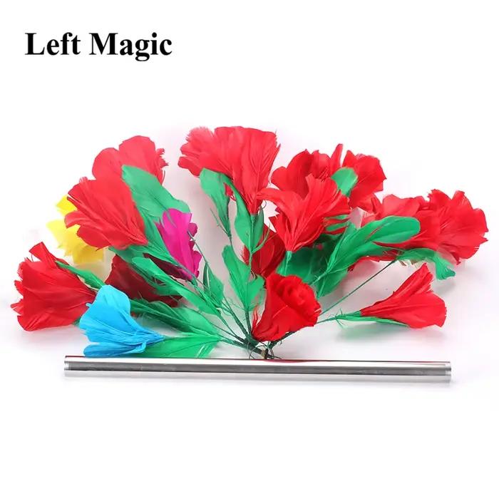 Bouquets apparaissant et fleur changeante de couleur, tours de magie, baguette pour Bouquet de plumes, Illusion de scène de magicien, accessoires Gimmick amusants