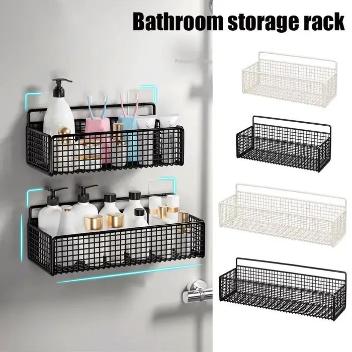 Étagère de rangement noire et blanche pour salle de bain