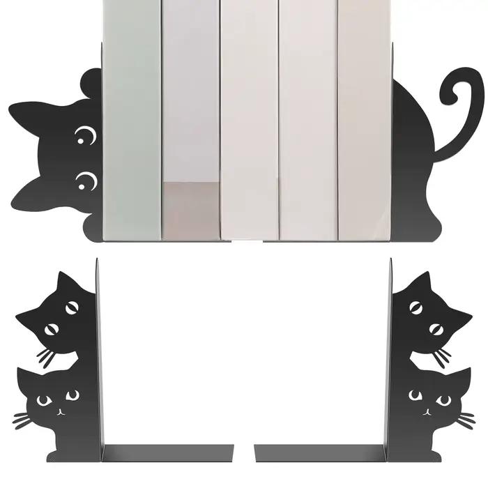 Serre-livres en métal décoratif en forme de chat pour bureau