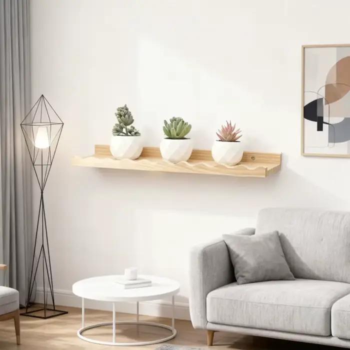 Étagère flottante en bois de pin naturel Boho