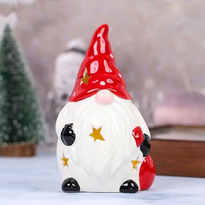 Artisanat en céramique veilleuse de noël mignon atmosphère créative lumière à la main artificielle