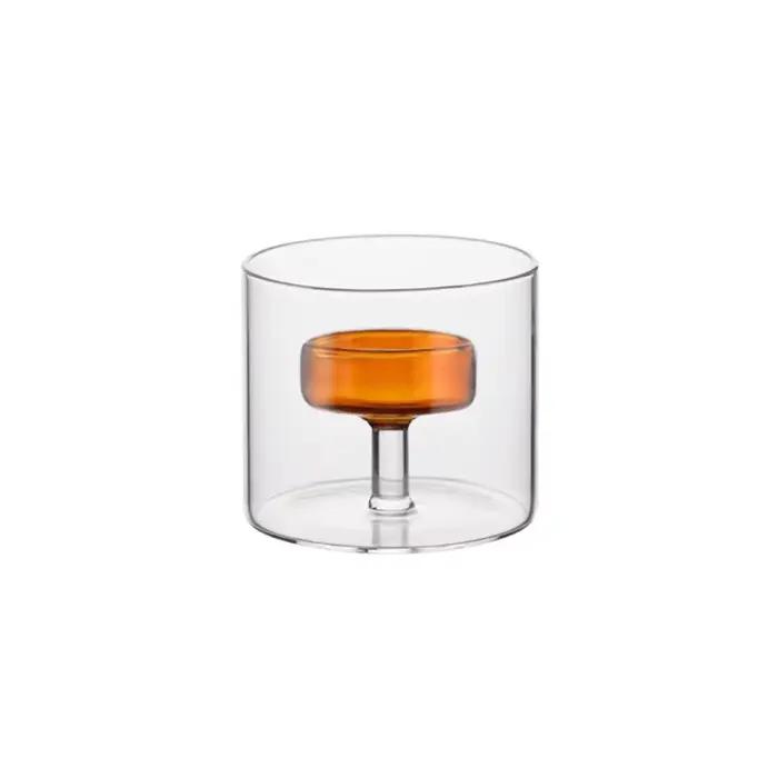 Bougeoir en verre de style européen INS, transparent, résistant à la chaleur, base solide, centre de table pour fête