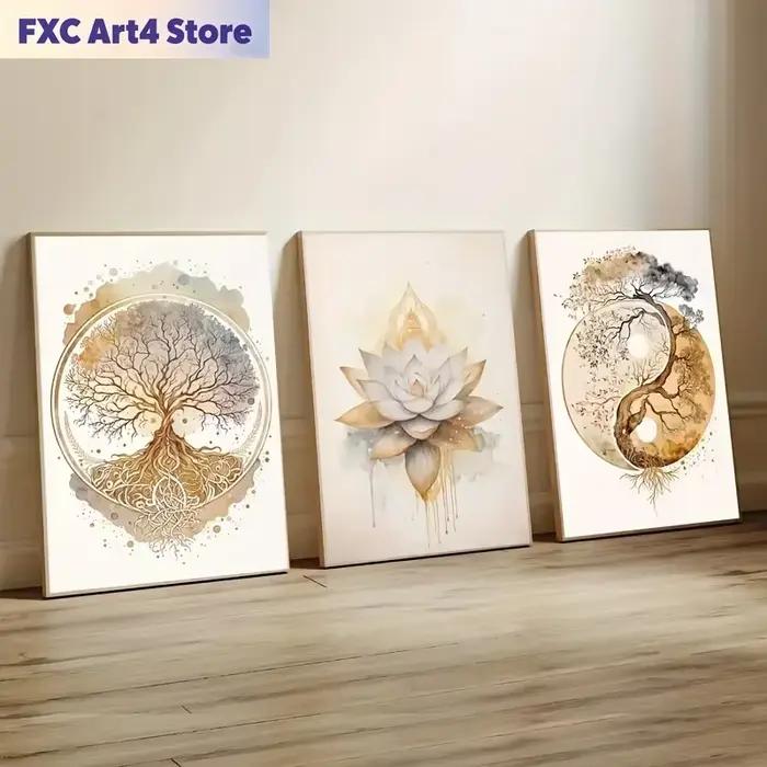 Peinture à l'huile encadrée moderne sans cadre Arbre de Vie