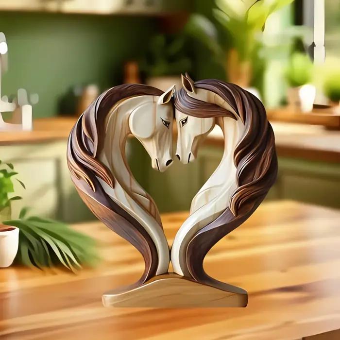 Sculpture de cheval en bois 2D