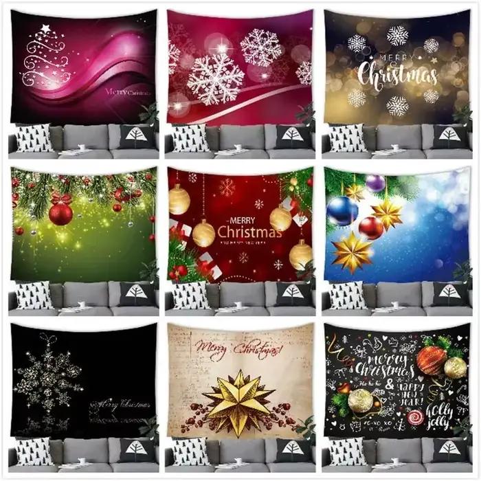 Tapisserie de thème de Noël salon canapé décoration d'intérieur polyvalente en polyester multicolore pour femmes et familles occasions spéciales