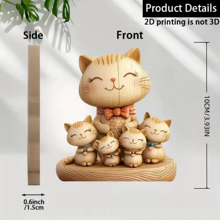 Sculpture de Couple chaton en bois