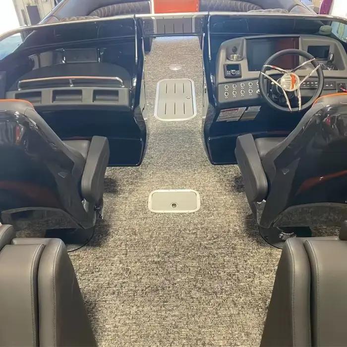 Bateau ponton de luxe personnalisé pour fêtes, avec moteur hors-bord, coque en fibre de verre, bateau flottant pour les entreprises