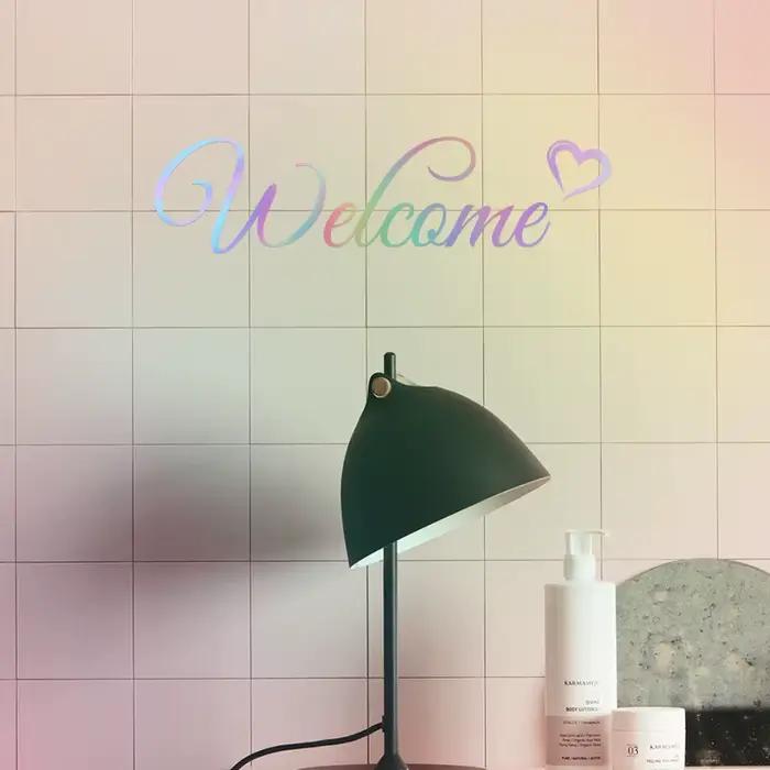 Autocollant mural coloré de bienvenue en anglais