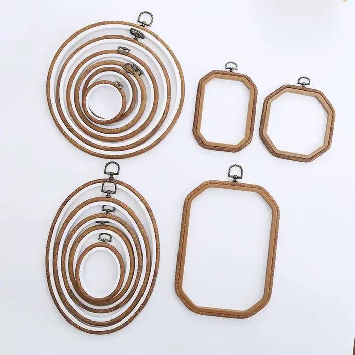 Imitation bois rond, ovale différentes tailles décoratif point de croix cerceau anneau cadre broderie