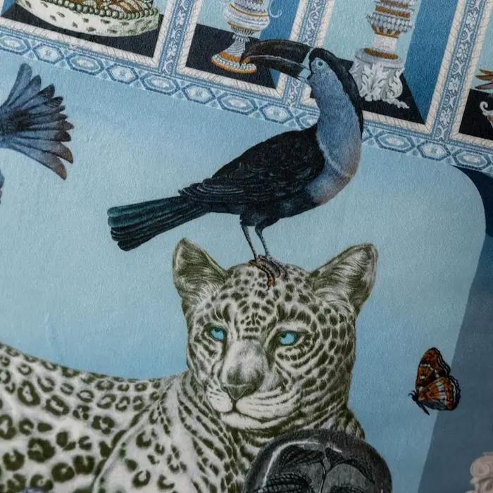 Juste de coussin en velours bleu, motif léopard, animaux de la jungle, rétro, décoratif, pour canapé, chaise, décoration d'intérieur, luxe